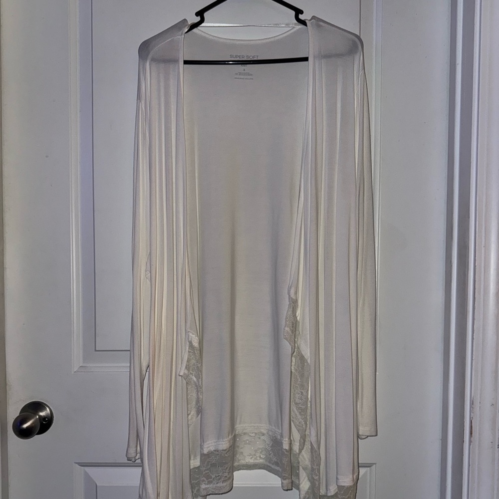 Torrid Ivory Women's Cardigan w/Lace Trim - Super Soft